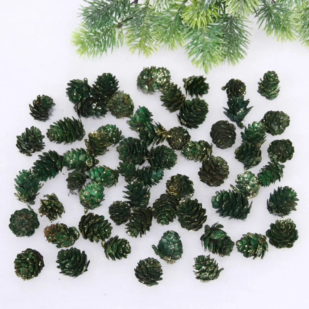 Композиция для декора «Лесные шишки» 10*10*11 см (120гр), изумруд