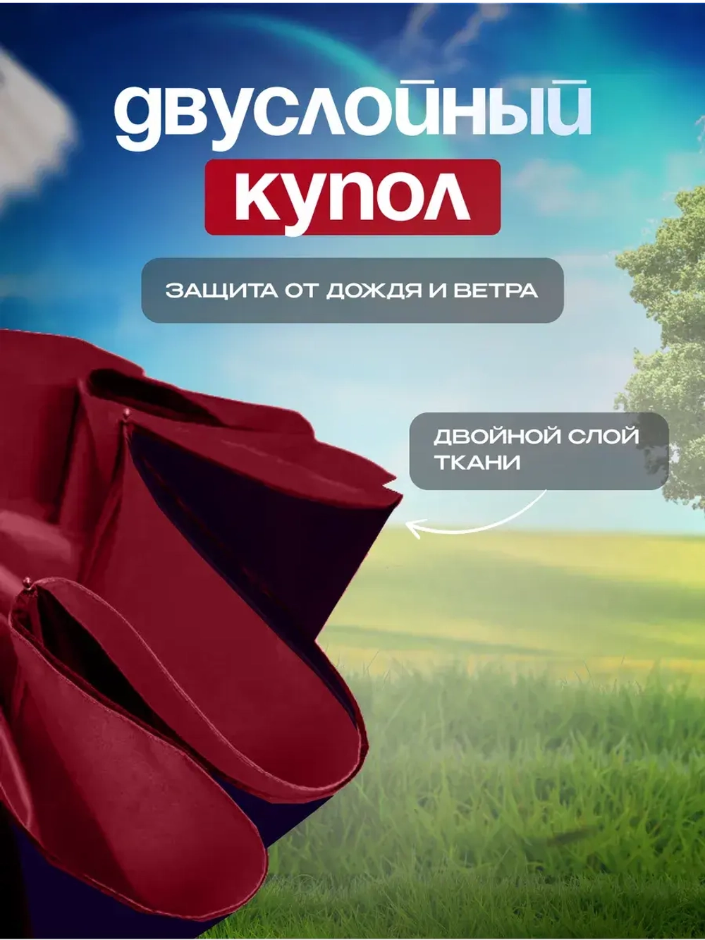 Зонт автомат c системой антиветер женский и мужской большой купол 10 спиц. Цвет синий.