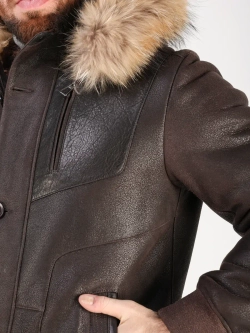 Дубленка натуральная куртка зимняя с капюшоном