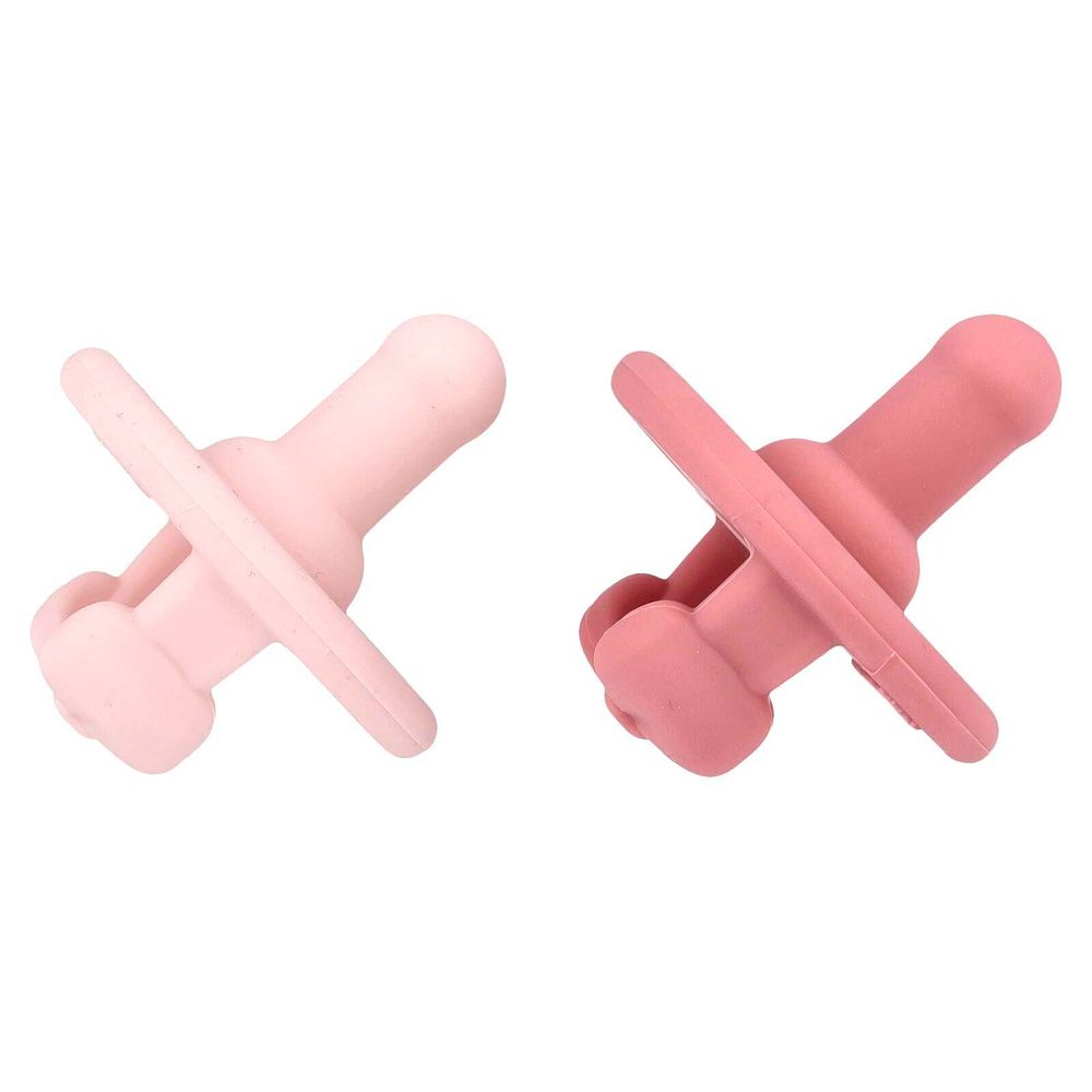 itzy ritzy, Sweetie Soother™, пустышки из пищевого силикона, для детей от 0 месяцев, с луком, 2 пустышки