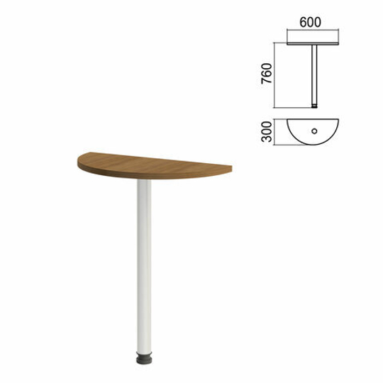 Стол приставной полукруг "Арго", 600х300х760, орех/опора хром (КОМПЛЕКТ)