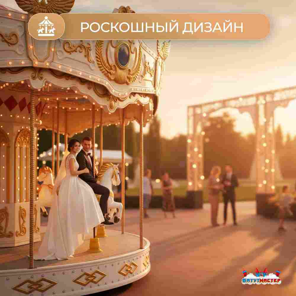 Электрическая свадебная карусель «Мечта» с LED-подсветкой, 16 мест