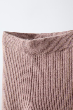 ZARA ЛЕГИНСЫ ИЗ КАШЕМИРА В РУБЧИК, РОЗОВЫЙ