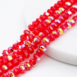 Бусины стекло, цвет красный АВ, размер 4,5*6 мм, цена за отрезок 19 см (1/2 нити)