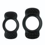 Набор из 2 эрекционных колец с щеточками для наружной стимуляции (Цвет: черный)