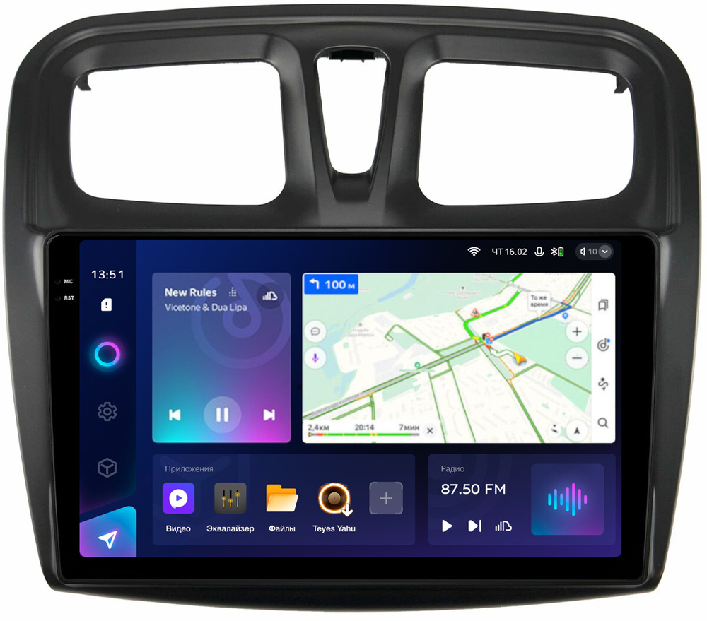 Магнитола для Renault Logan 2, Sandero 2 2014+ (рамка 10) - Teyes CC3-2K QLed Android 10, ТОП процессор, SIM-слот, CarPlay
