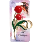 Заколка-краб для волос «AKS - DesignPRO», вишенки, цвет золото и хром, 11*5.7см