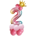 Шар фольгированный 81 см “Цифра 2” с набором шаров (розовый перелив)