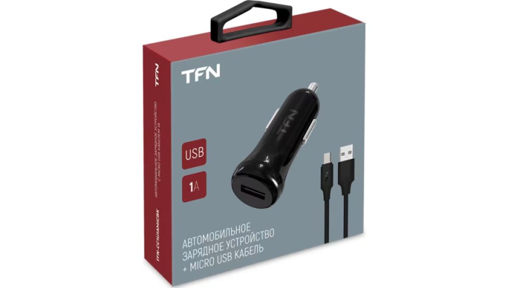 Автомобильное ЗУ с кабелем TFN-CC1U1AMICBK с кабелем Micro-USB 1A черный