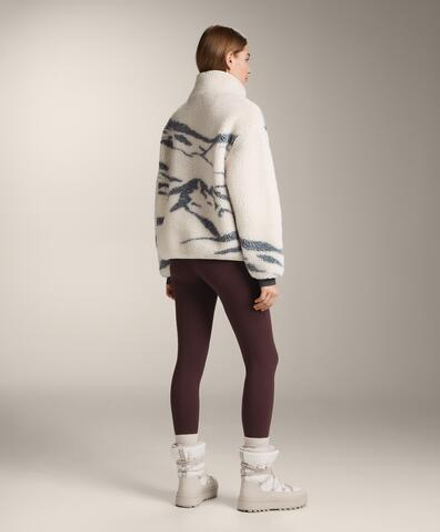 Oysho Куртка из искусственной овчины для лыжников с короткой молнией, экрю