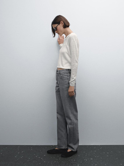 Massimo Dutti Джинсы прямого кроя из смесового хлопка с высокой посадкой, маренго