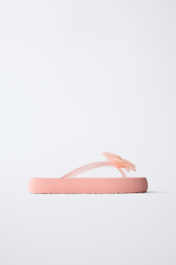 ZARA ПЛЯЖНЫЕ ТАПОЧКИ С ЦВЕТОЧНЫМ ПРИНТОМ, РОЗОВЫЙ