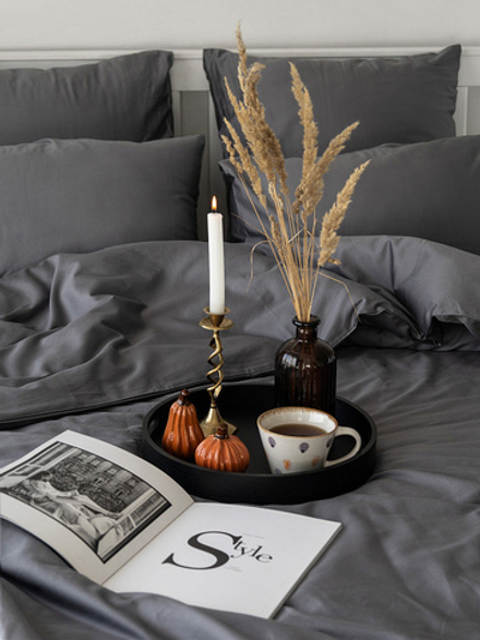 Поднос DeNASTIA Midday D35; 35x5 бамбук черный