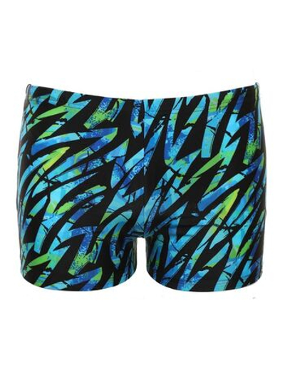 Мужские плавки-боксеры с цветными зигзагами (Размер: L) (Цвет: голубой с черным)