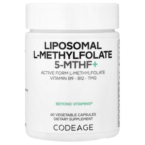 Codeage, липосомальный L-метилфолат 5-MTHF+, 60 растительных капсул