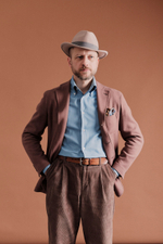 Рубашка button-down из денима голубая