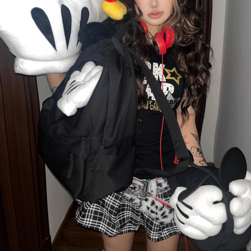 Disney Nylon Fabric Backpack Regular Unisex Black