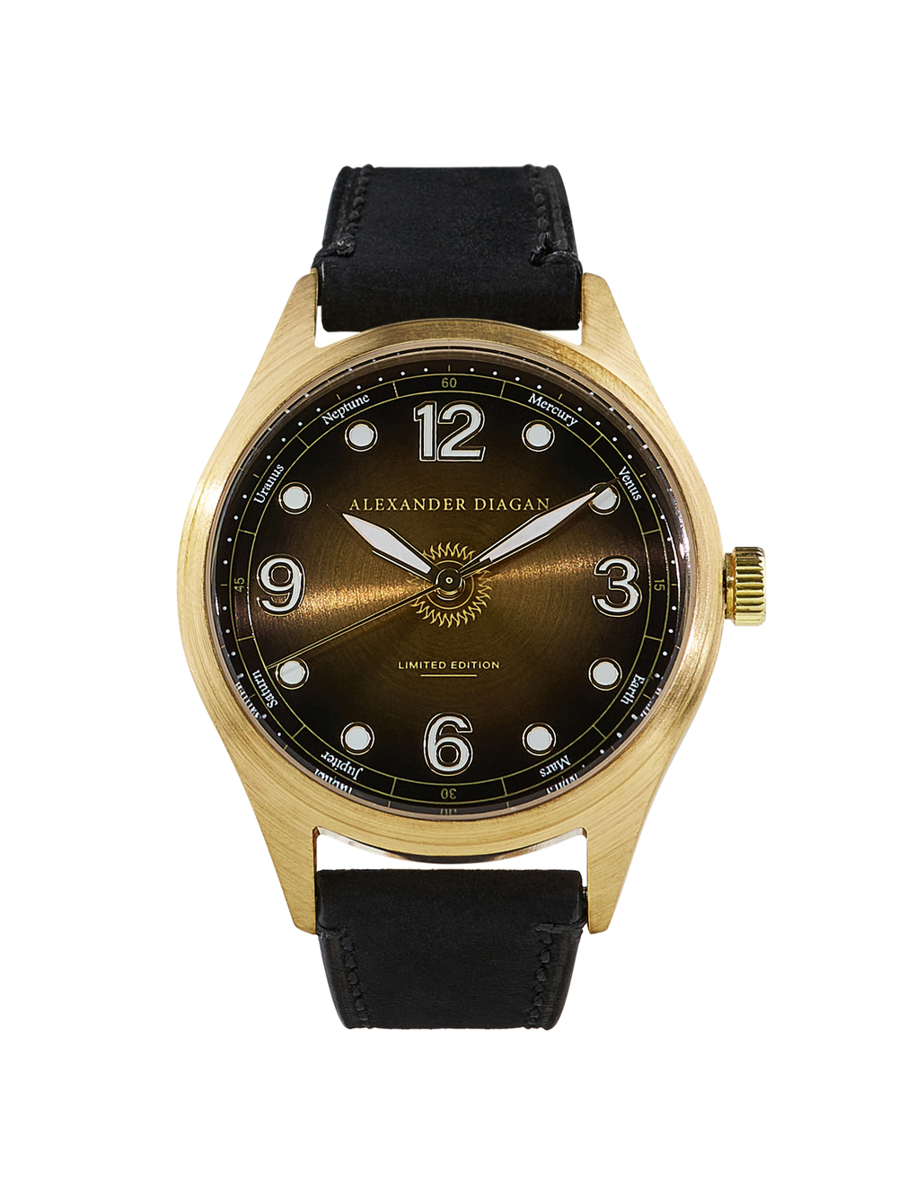 Часы кварцевые Solar System, латунь, коричневые