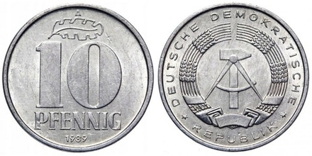 Германия - ГДР 10 пфеннигов, 1963 - 1990 Герб XF