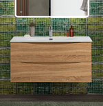 Тумба с раковиной подвесная BelBagno MARINO-CER-N-1000-2C-SO-WO-P Rovere Bianco, раковина белая BB-8099-100