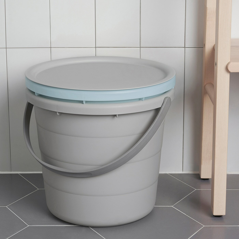 IKEA PEPPRIG  (ИКЕА ПЕППРИГ)  -  Ведро с крышкой, состоящее из 3 частей, серое/синее