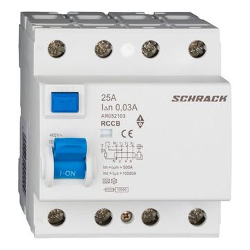 УЗО Schrack Technik 4P 25A 30mA тип A 10kA Amparo AR052103-- (ВДТ)