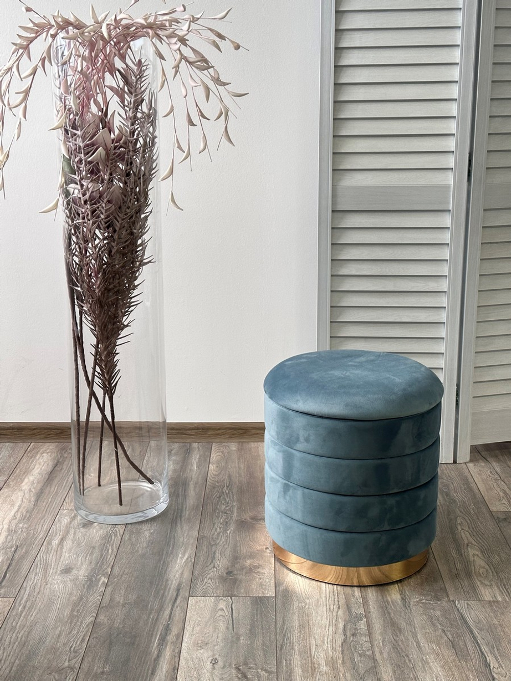 Пуф для гостиной М-City DISAUR Фред Бирюзовый Bm-88, Велюр, Золотой каркас