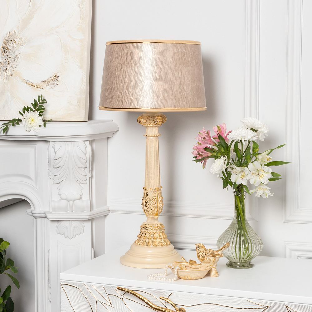 Настольная лампа Колонна Испанская Айвори Тюссо Игуана Беж