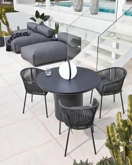 Пуф-шезлонг со спинкой Square темно-серого цвета для садового модульного дивана 165 x101см