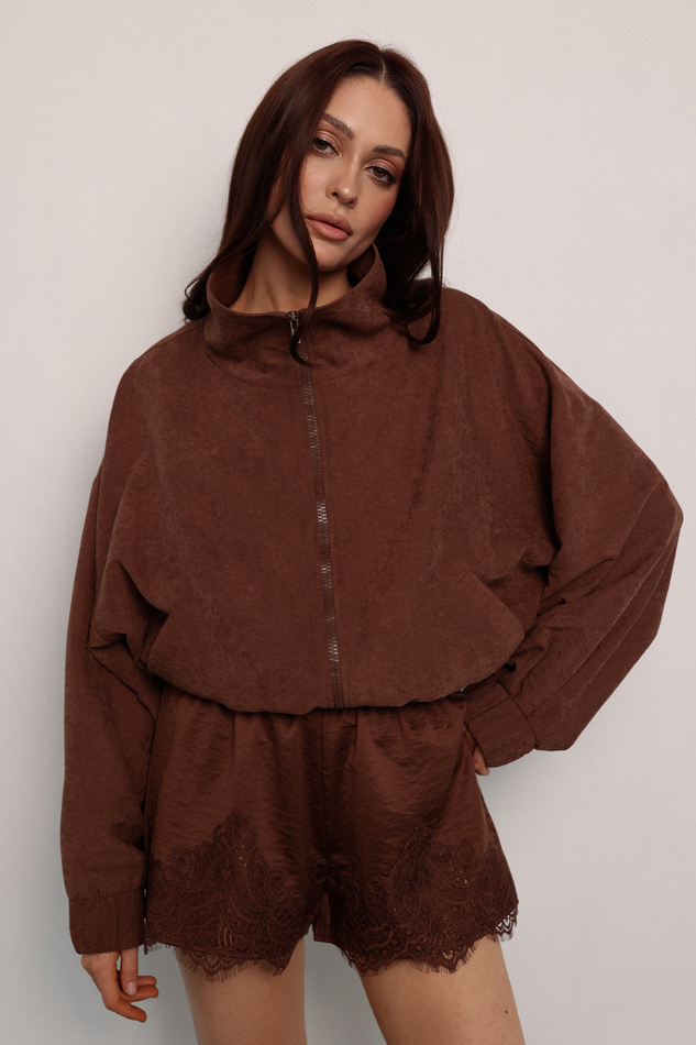 Комплект бельевой с кружевом шоколадный