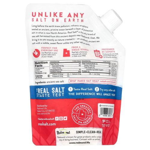 Redmond, Real Salt, древняя кошерная морская соль, 454 г (16 унций)