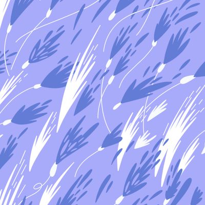 Летящие одуванчики на голубом