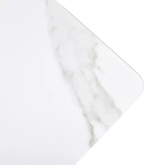 Стол ТЕТ-А-ТЕТ 90 Белый мрамор, керамика / Черный каркас