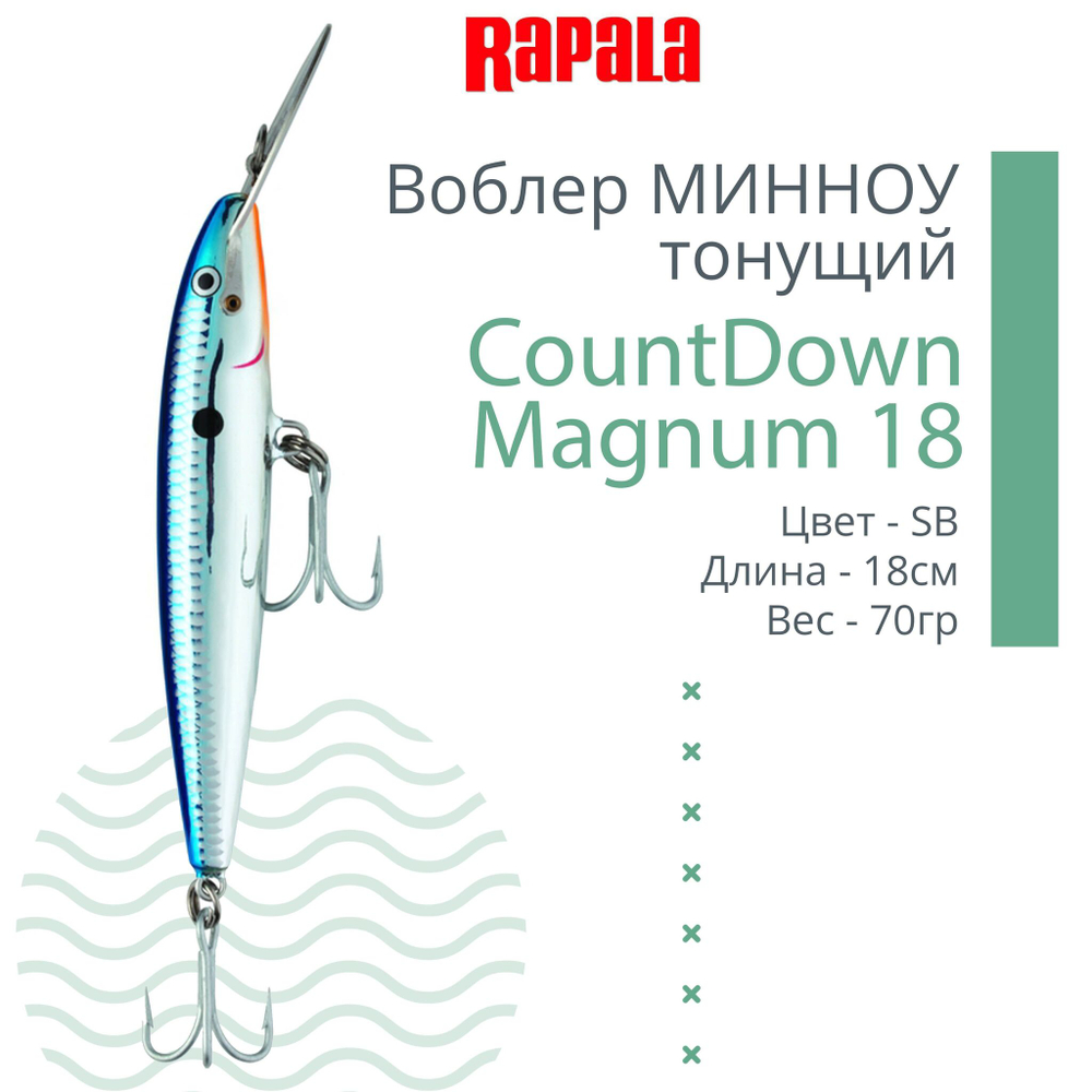 Воблер CountDown Magnum 07, 7см, 12г, цвет FT, тонущий