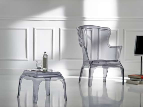 Столик-пуф Pasha, прозрачный серый