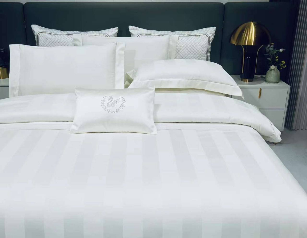 Постельное белье из страйп-сатина Ritz | White