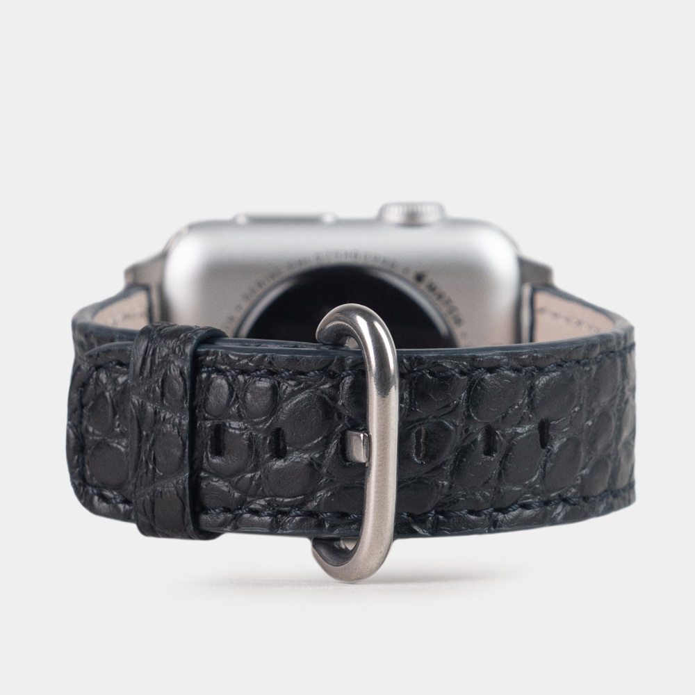 Ремешок для Apple Watch 40/41/42 mm из кожи аллигатора,темно-синего цвета