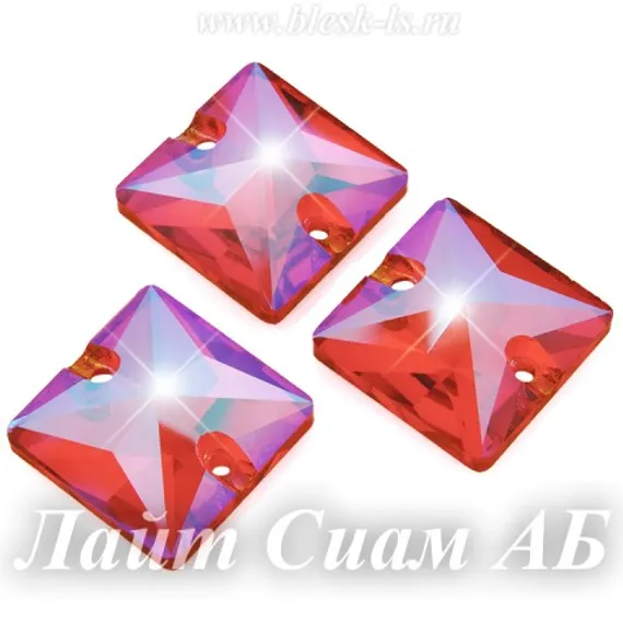 Пришивной квадрат Solvo с 2 отверстиями, Лайт Сиам АБ (квадрат 14 мм)