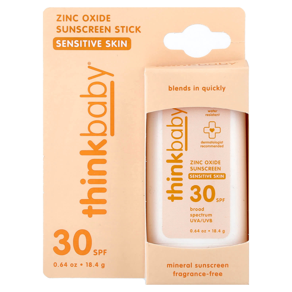 think, Thinkbaby®, солнцезащитный стик с оксидом цинка, SPF 30, для чувствительной кожи, 18,4 г (0,64 унции)