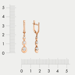Длинные серьги с фианитами для женщин из розового золота 585 пробы (арт. 121-1676_f-001)