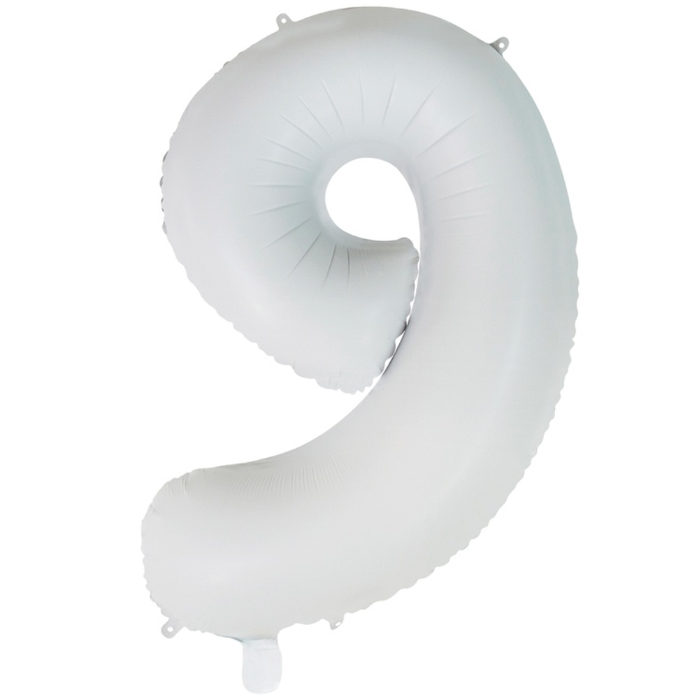 Шар фольгированный Цифра 9 66 см (Белый)