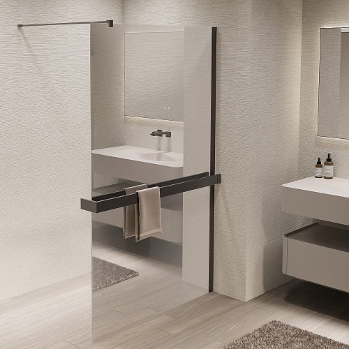 Душевое ограждение Vincea Walk-In 100 VSW-1HR100MRGM стекло зеркальное/профиль вороненая сталь