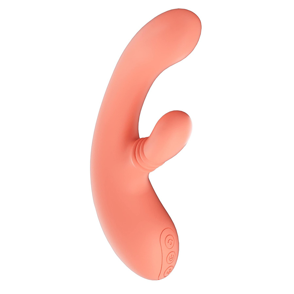 Коралловый вибратор-кролик 27см с ротацией Amovibe Vibella Rabbit Vibrator