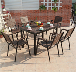 Алюминиевый прямоугольный стол 120*80 ПОЛИВУД-6 «POLYWOOD-6» цвет каштан арт.1022