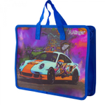 Папка с ручками 1 отделение, А4 265х335х90мм, Alingar, пластик, ручки тесьма, дизайн с двух сторон, молния сверху, "Авто и граффити"