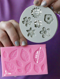Молды силиконовые в наборе 2 шт "Цветочки и листики" разноцветные / Формы для лепки цветов и листьев