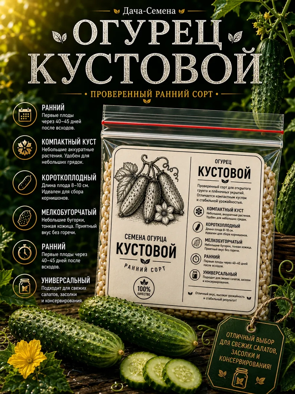 Семена огурца Кустовой