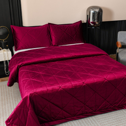 Велюровое покрывало в клетку OVL035