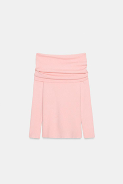 ZARA СВИТЕР С ОТКРЫТЫМИ ПЛЕЧАМИ, СВЕТЛО-РОЗОВЫЙ