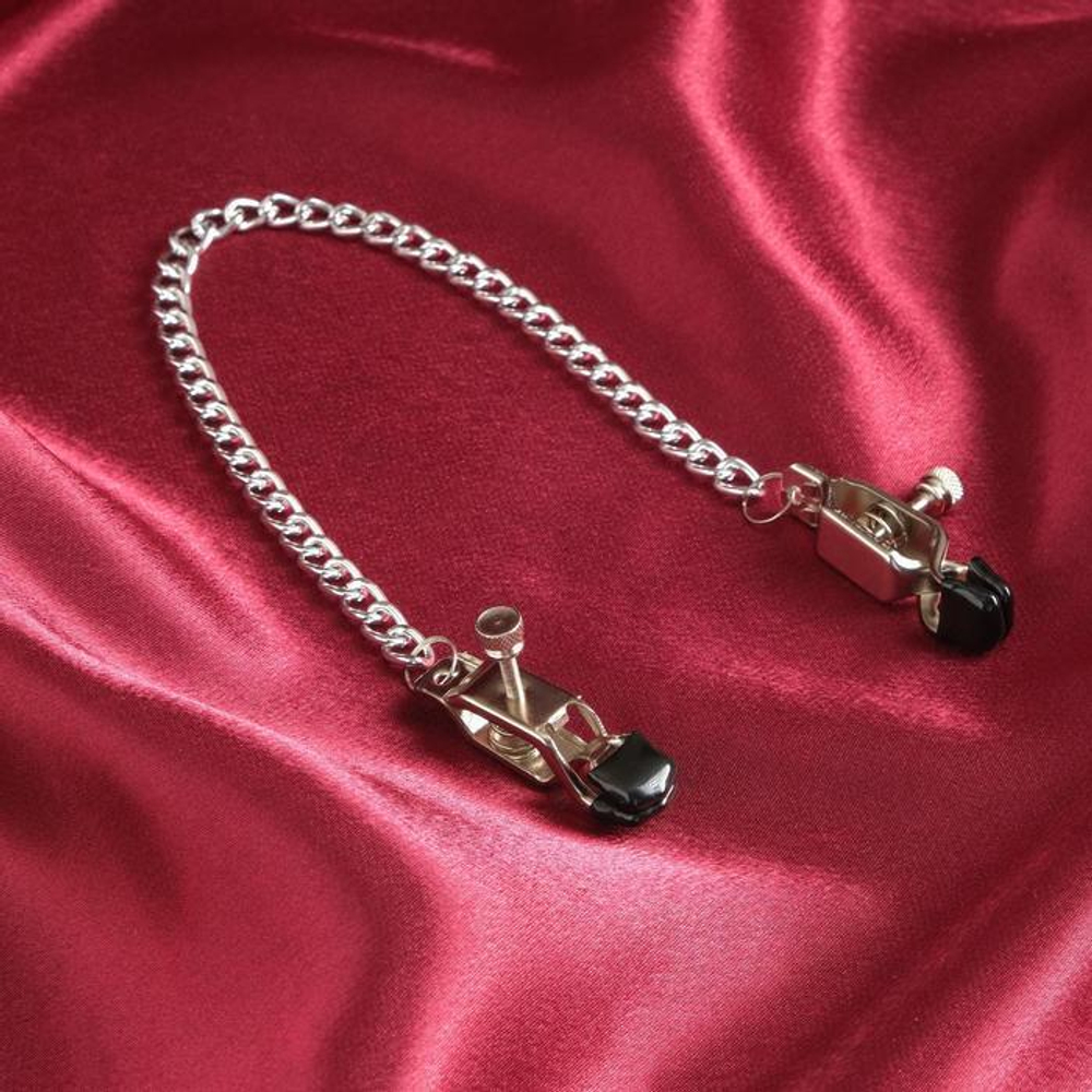 Зажимы для сосков с цепочкой - 25 см. (Цвет: серебристый)